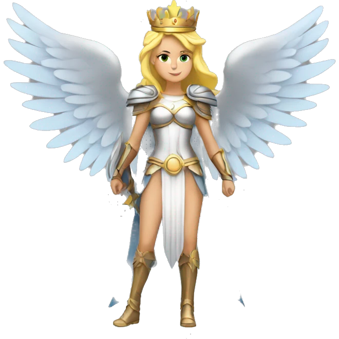 Blond Valkyrie full body with crown with wings emoji