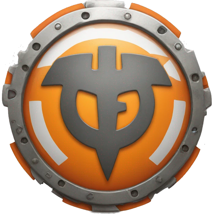 orange metal shield with mechanic symbol in the middle emoji