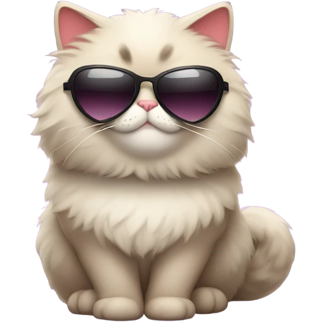 Cute fat cat wearing heart shaped sunglasses emoji