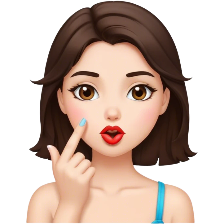 Brunette girl ￼ blowing a kiss emoji