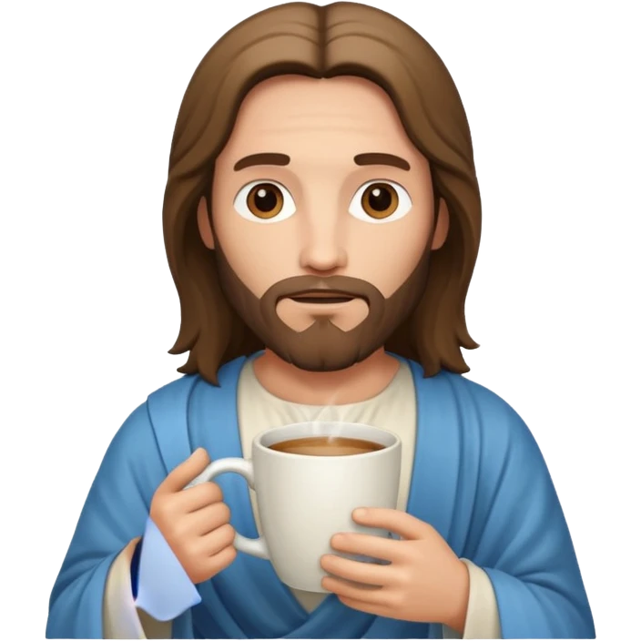 Jesus holding a coffee mug emoji