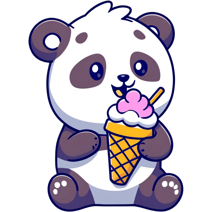 Panda eating ice cream emoji