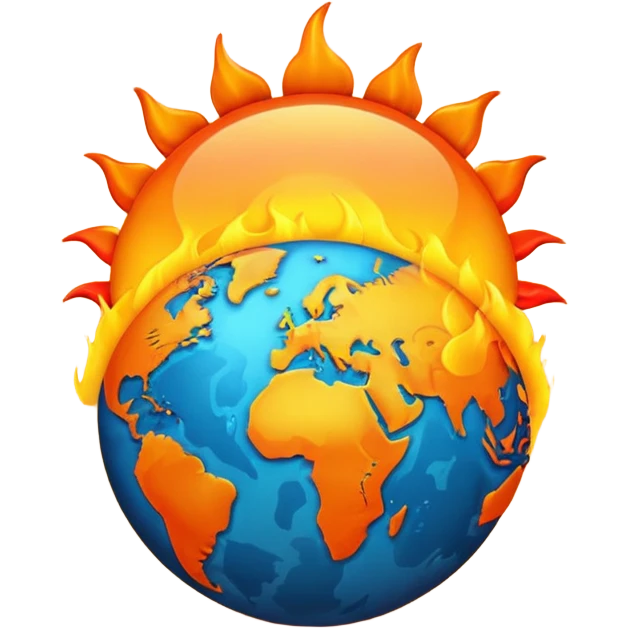 earth emoji with heat waves rising emoji