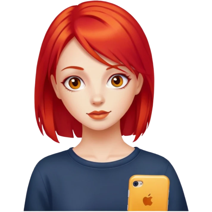 y2k fashion girl with bright red hair emoji