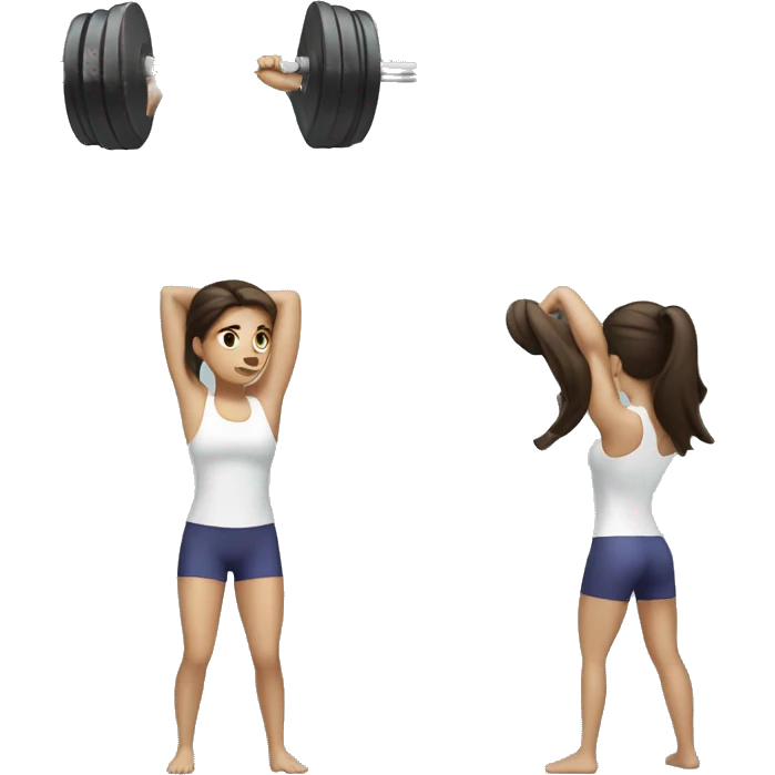 brunette girl lifting weights emoji