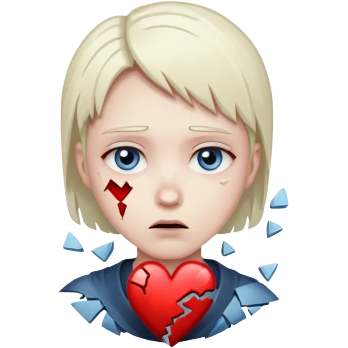 "Realistic HD broken heart, shattered pieces, no money present, empty and dramatic look, clean white background." emoji