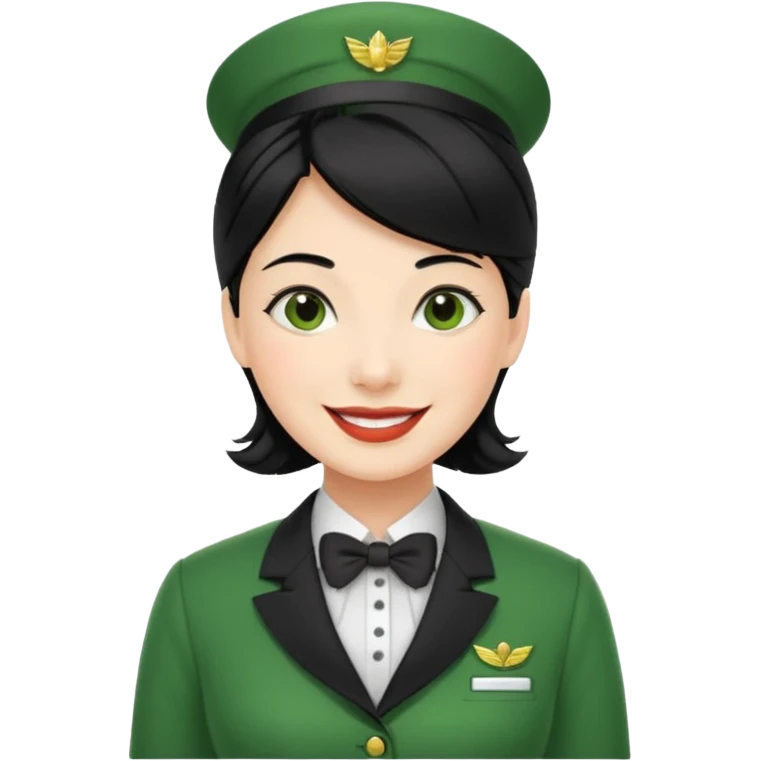 Lady hotel butler with green uniform black hair  emoji