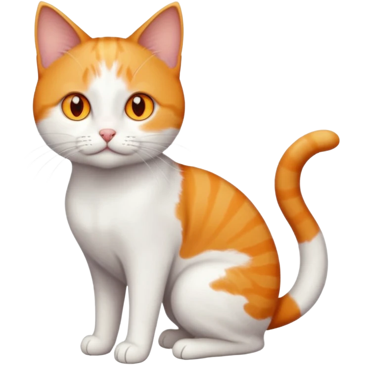 full body small short hair ginger and white cat with orange eyes  emoji