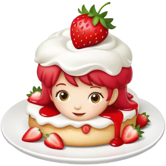 Strawberry shortcake cartoon character eating a strawberry  emoji