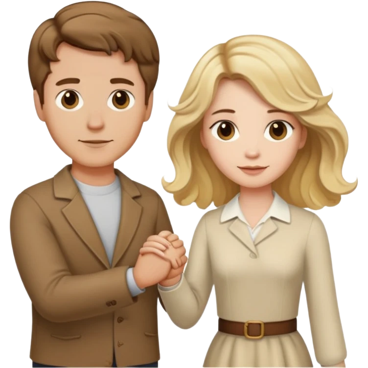 Brown short hai man holding his couple a blonde long wavy hair lady  emoji