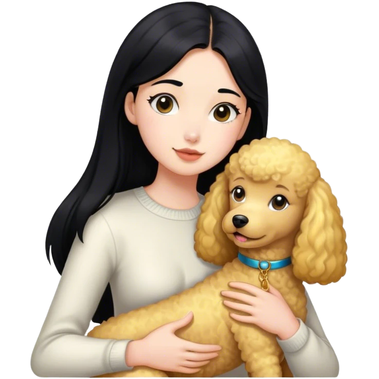 girl with straight black hair and golden pudel emoji
