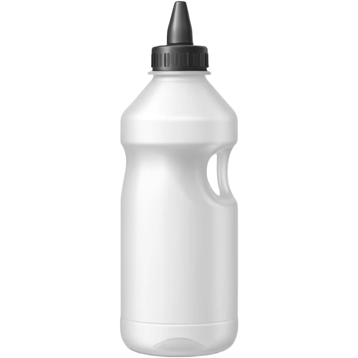 slim medium plastic bottle with slightly curved body and pointed nozzle cap, clean color white or blue or red, no label, no stains, no extras, apple emoji style, soft lighting, subtle shadows, emoji scale emoji