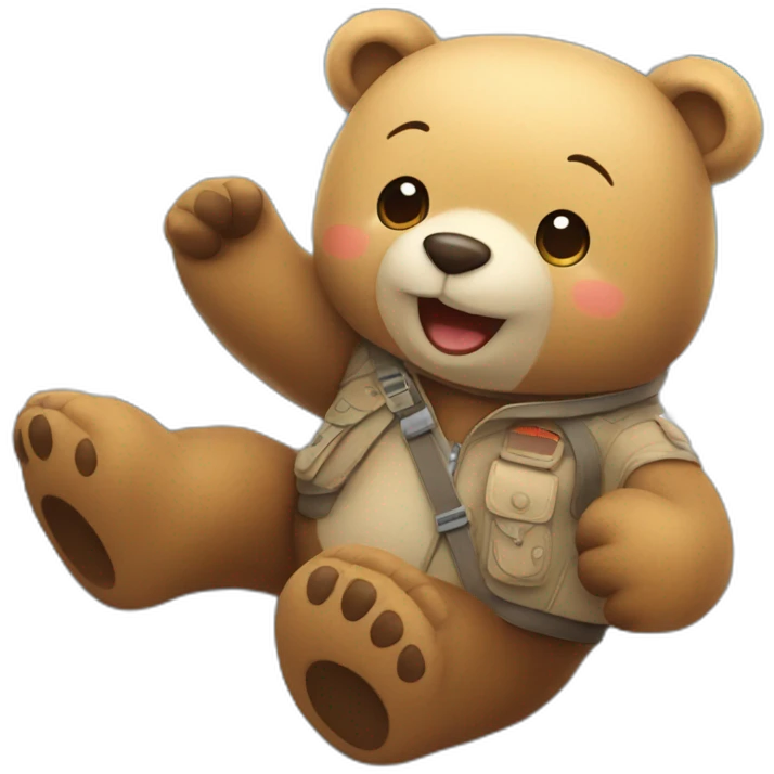 Cute bear on a flight wishing happy journey emoji