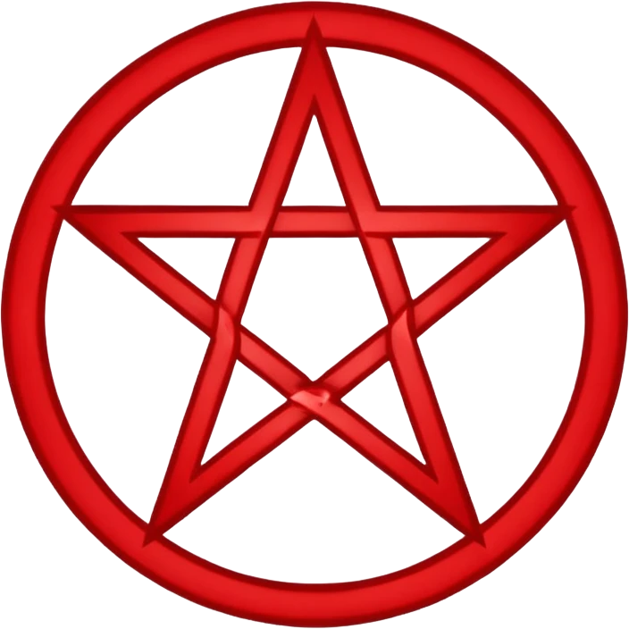 Inverted (point facing down), encircled pentagram, red. One circle, no additional colors. emoji