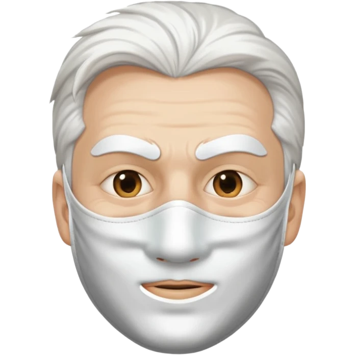 white haired man with half white mask, mask covers left side emoji