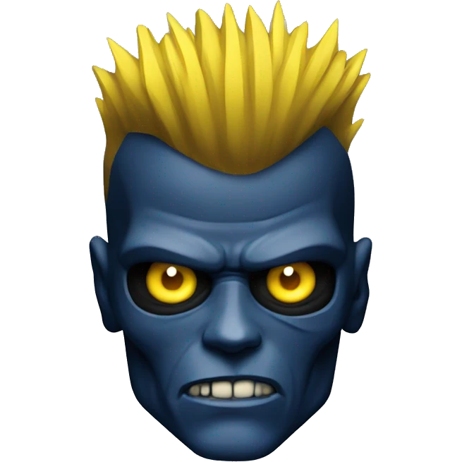 Terminator head with dark blue skin and yellow Mohawk  emoji