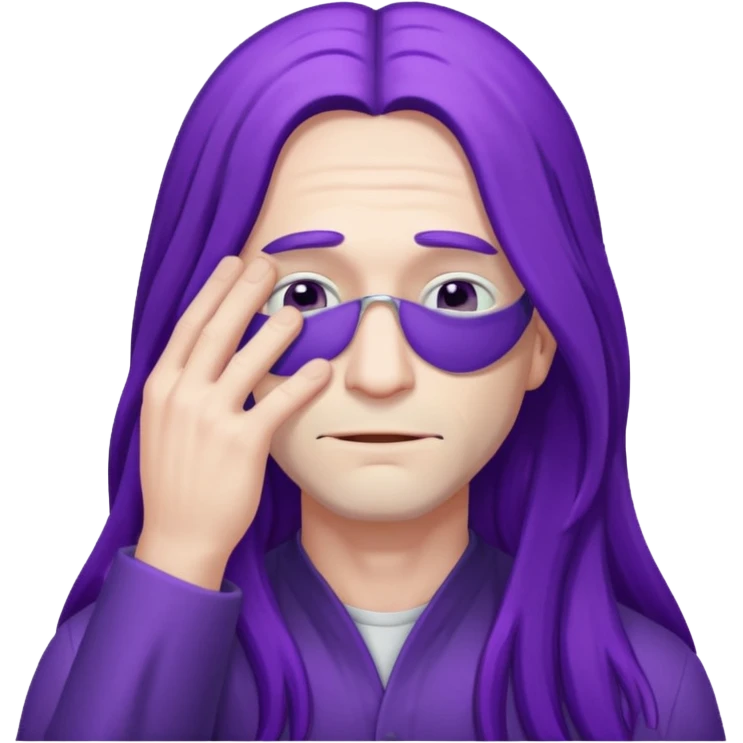 men with purple long hair which cover eyes emoji