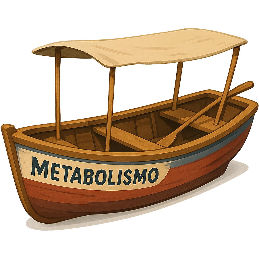 stylized boat on isolated white background with the word 'Metabolismo' clearly visible on the hull, semi-realistic style, clean details, 4K resolution emoji
