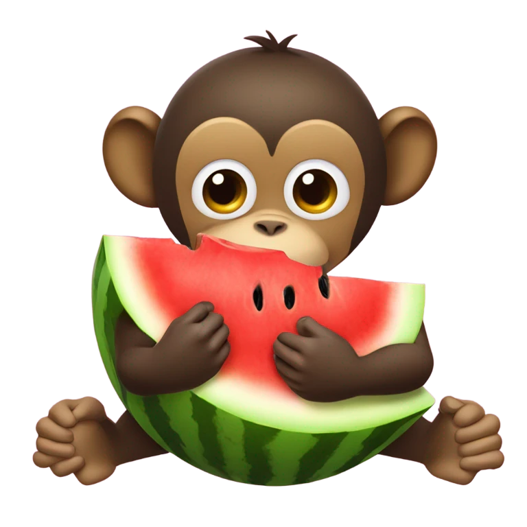 Monkey eating watermelon emoji