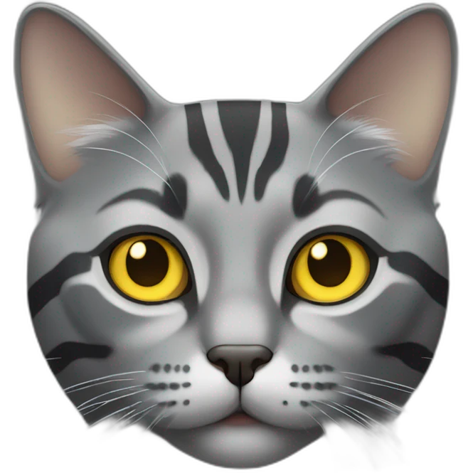 gray cat with yellow eyes and beautiful dark gray stripes emoji