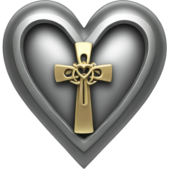 Silver heart shape with ankh in the center emoji