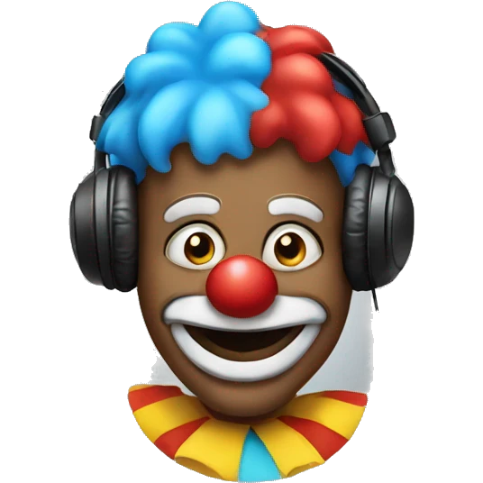 clown wearing headphones emoji