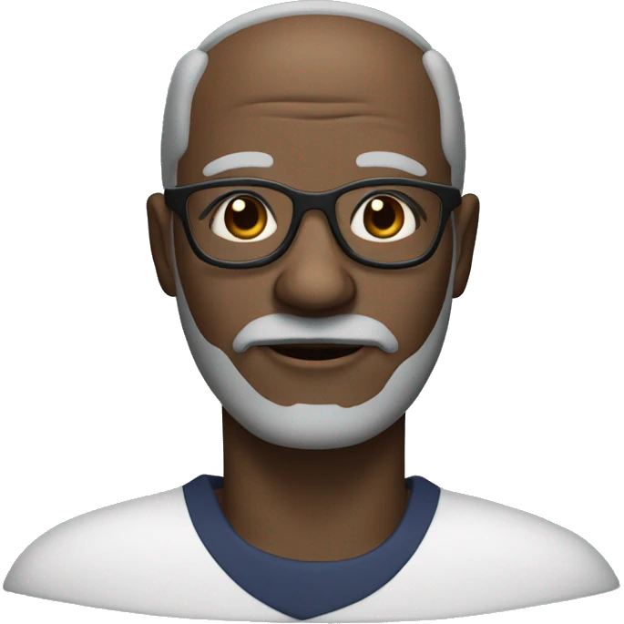 50 old black man with BLACK BEARD WITH PATCHES OF WHITE black eyebrows and glasses emoji