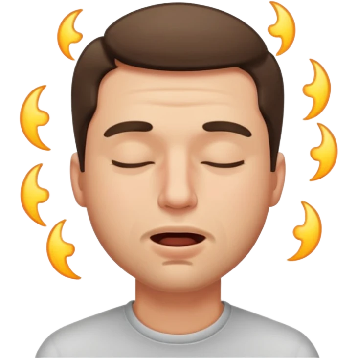A male squinting his eyes closed but the mouth is blowing out emoji