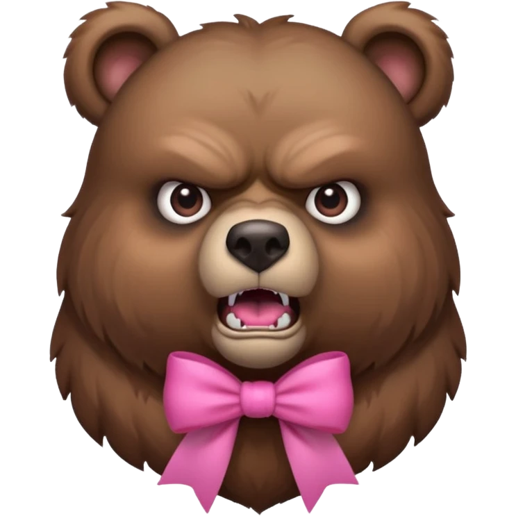 angry bear with a pink bow, portrait, bust up emoji