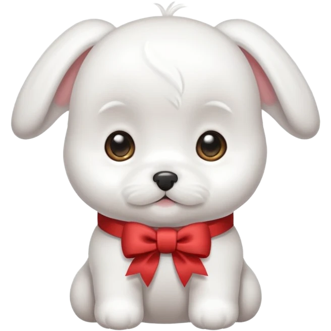 white baby maltese ribbon short ear emoji