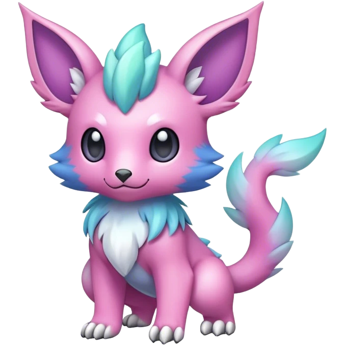 Cute cool colorful pastel fantasy animal hybrid Fakemon full body emoji