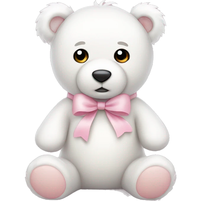 Cute white teddy bear with light pink bow emoji