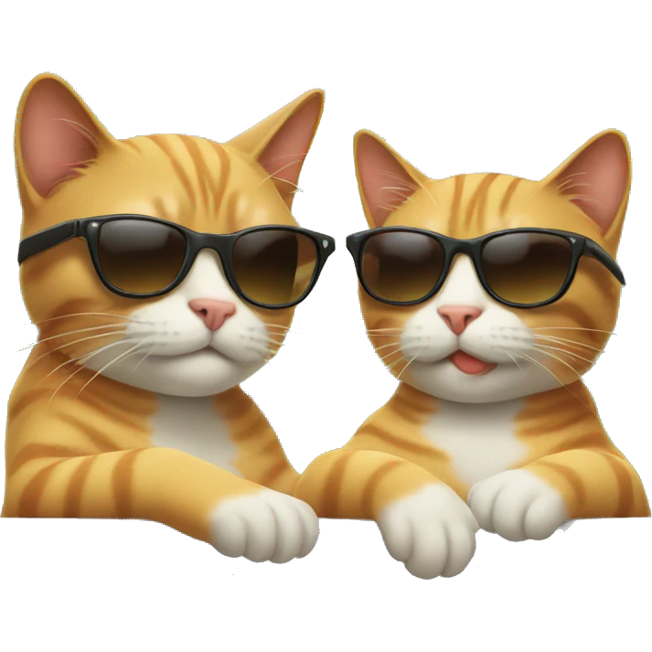 two cats wearing sunglasses relaxing emoji