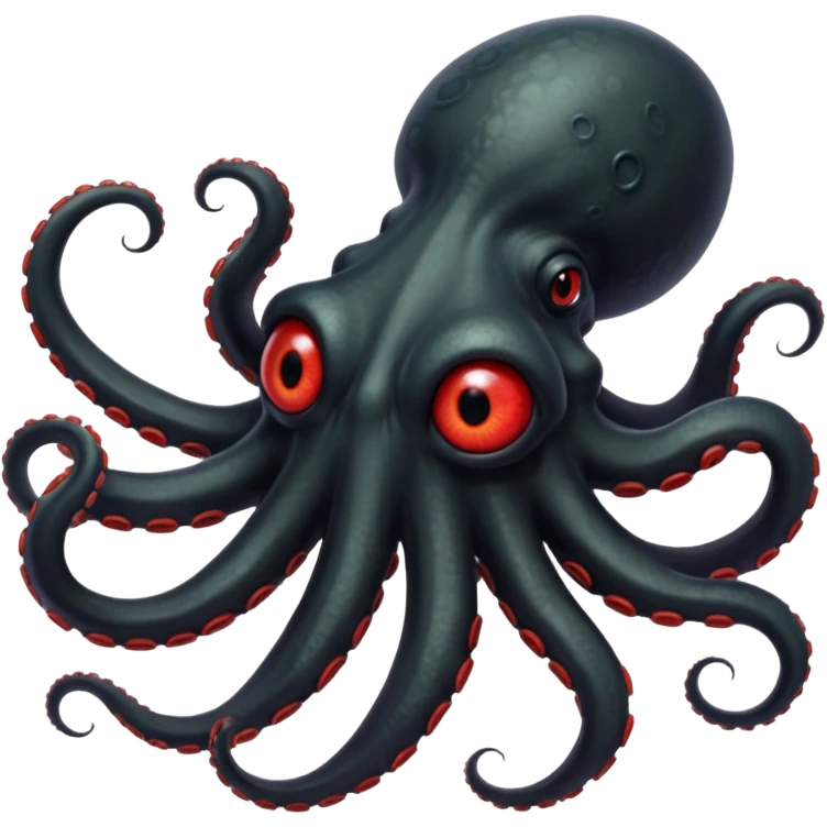 black tentacled creature with a large red eye and clawed tips, not an octopus, viewed from a side angle emoji