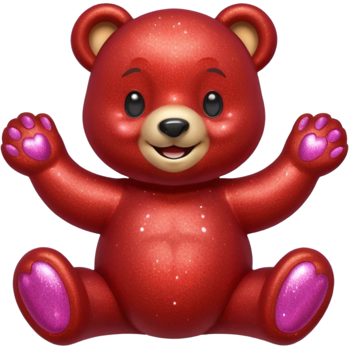 red glitter sweet bear Happy  emoji