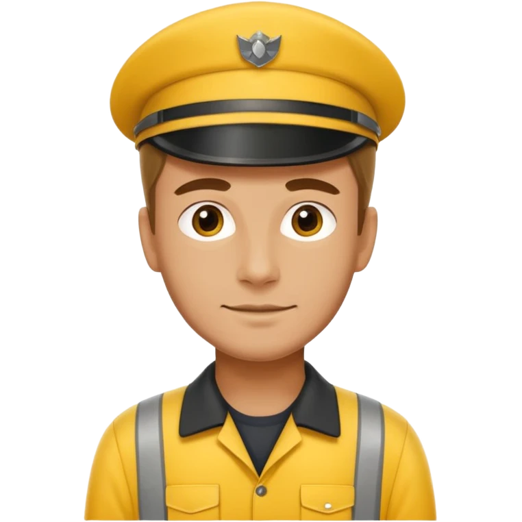german delivery guy with yellow uniform emoji