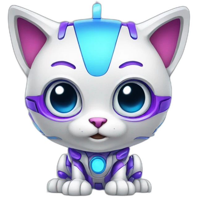 gato robot azul y violeta emoji