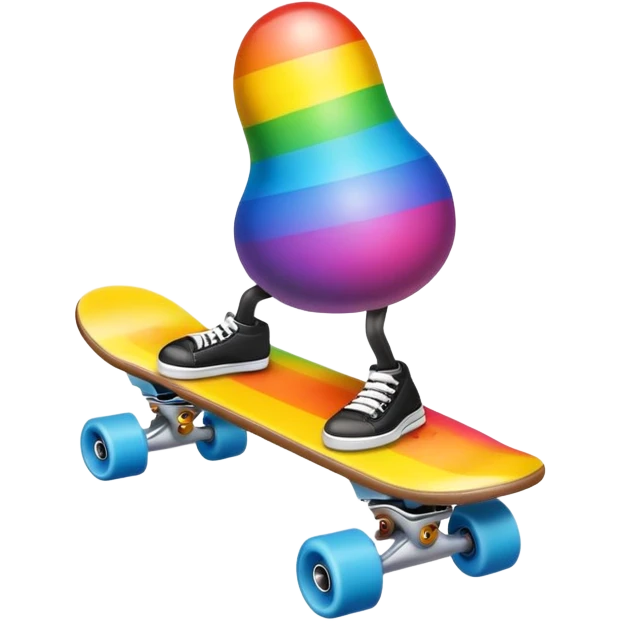 rainbow Poop emoji skateboarding  emoji