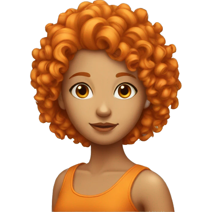 A beautiful tall curly orange head girl emoji
