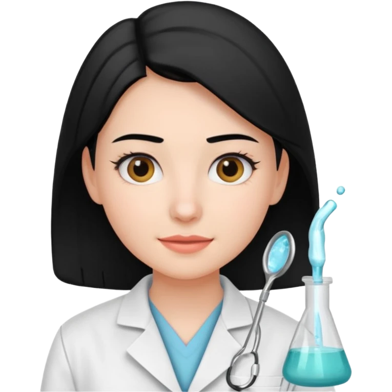 estudiante mujer de odontología con el cabello negro recogido emoji