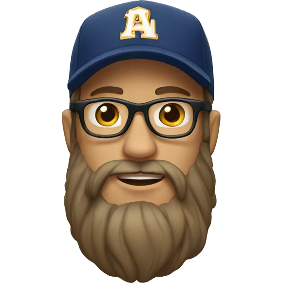 man with baseball cap, long hair, glasses and beard emoji