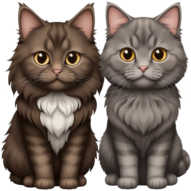 A dark brown Maine Coon cat and a Grey schottish fold cat emoji