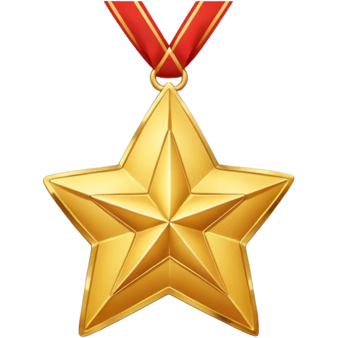 A golden medal in the shape of a star, with a loop for attaching a ribbon or necklace, but without any ribbon or string emoji