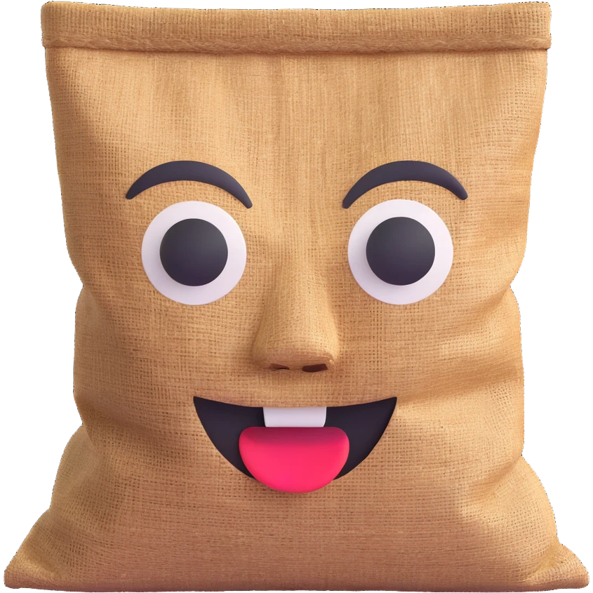 face made of burlap sack material emoji