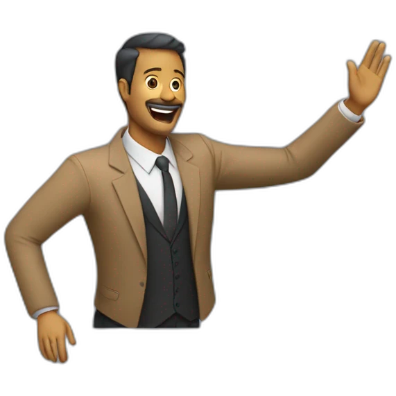 person celebrating a preacher by putting there arm in the air with and their head back emoji
