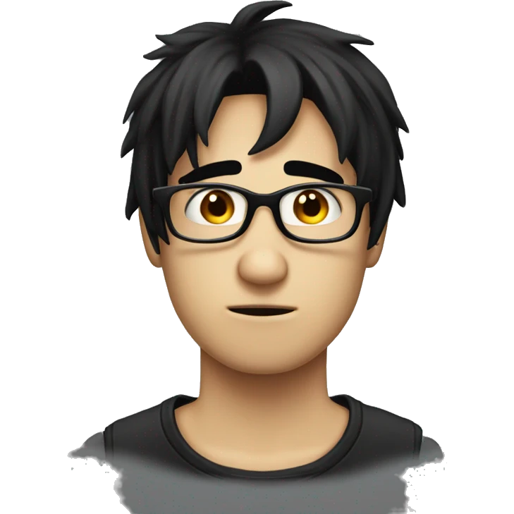 depressed and nerdy emo guy with black hair emoji