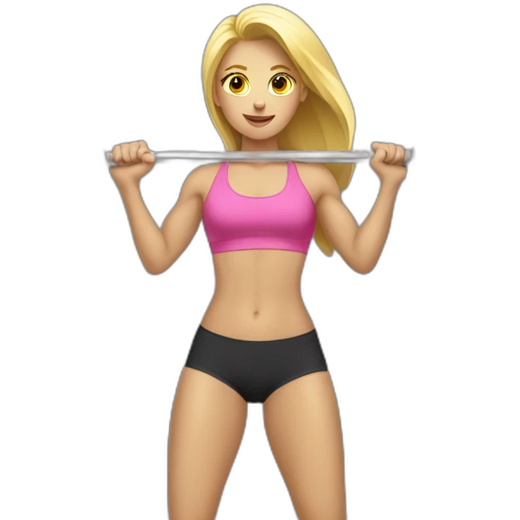 blonde girl lifting weights emoji