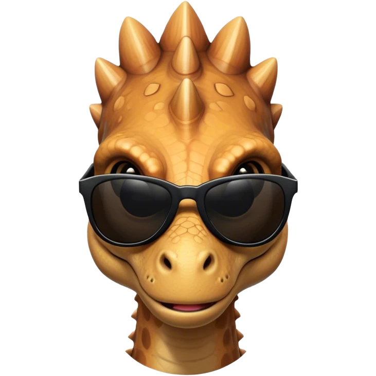 face of a dinosaur with total black sunglasses on emoji