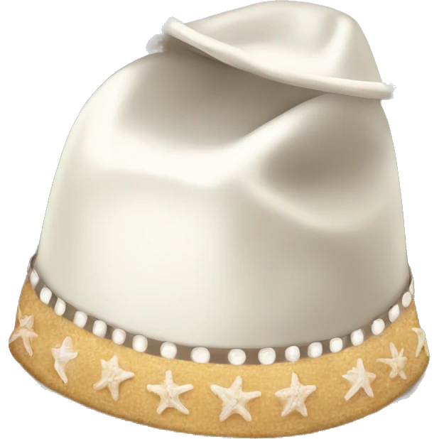 White cowgirl hat with seashell band emoji