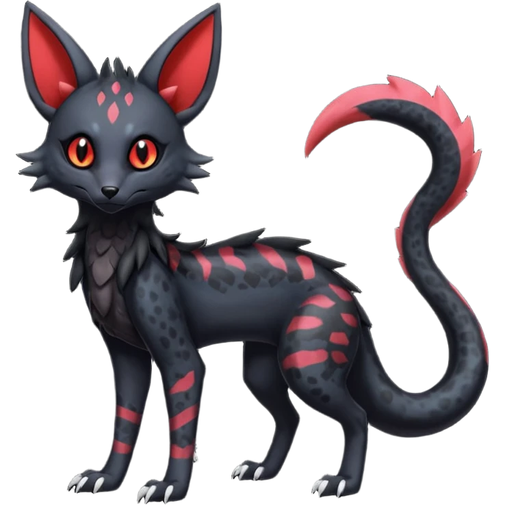 Gothic edgy dark Salandit-Umbreon-Genet-Noivern-Noibat-Serval-Hybrid (Full body) emoji